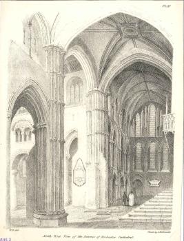 print of Rochester cathedral interior